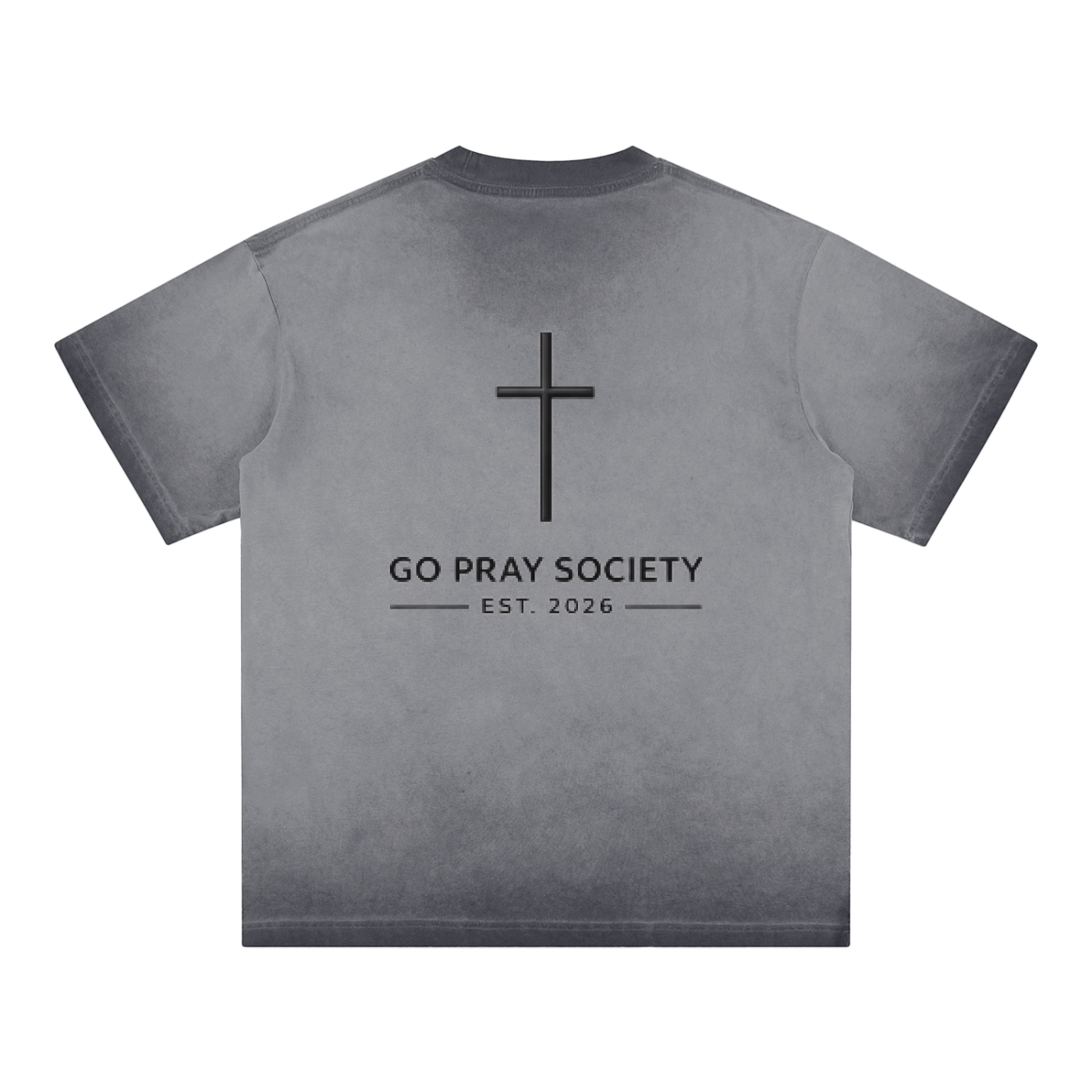 Mens "Go Pray Society" - Reverse Dyed Loose Cotton T-Shirt
