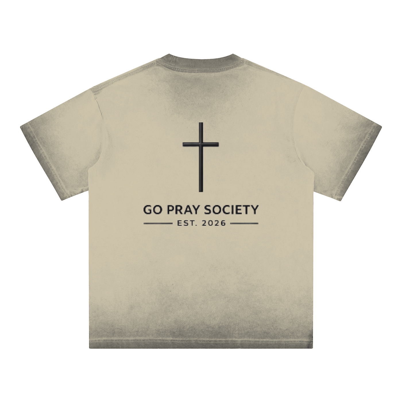 Mens "Go Pray Society" - Reverse Dyed Loose Cotton T-Shirt
